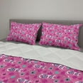 thumbnail image 2 of Feminine Comforter & Sham Bedding Set, Cutie Lettering with Crown Pattern and Flower Silhouette Art Illustration, 3 pcs Duvet Set Microfiber Filling Quilt, 5 Sizes, Fuchsia, by Ambesonne, 2 of 4