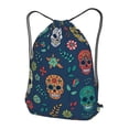 thumbnail image 3 of XMXT Unisex Drawstring Backpack for Women Men, Colorful Skull Patterns Waterproof Gym Bag String Bags for Shopping Sport Travel, m, 3 of 8