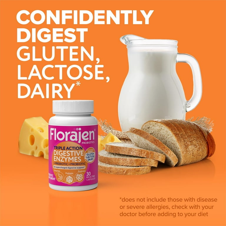 Florajen Probiotics Digestive Enzymes with Prebiotics for Gut