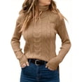 thumbnail image 4 of Fall Winter Long Sleeve Slim Pullovers Women Turtleneck Cable Knit Sweaters, 4 of 4