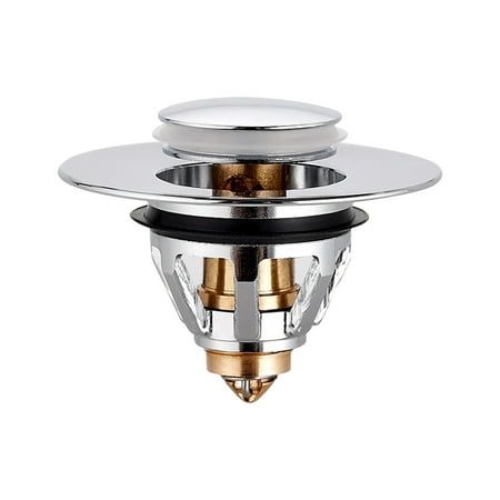 

Reduced！Amusingtao Clogging Push Type Bounce Core Sink Strainer Kitchen Bathroom Drain Brass