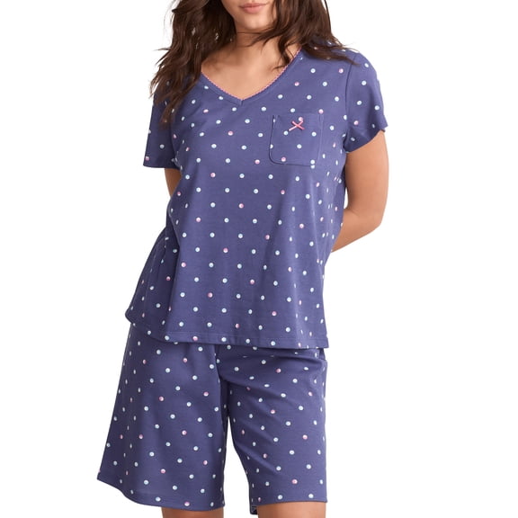 Karen Neuburger Womens V-Neck Knit Bermuda Pajama Set Style-RLK0198