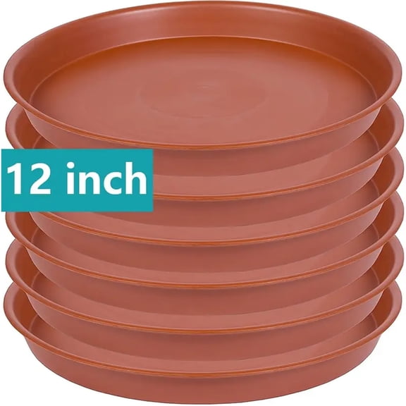 BYXAS 6 Pack Plant Saucer Tray , 12 inch Saucers, Heavy Duty Plastic Drip Trays for Indoor, Plant Water Drainage Trays for Pots Base, Planter Flower Dishes for Plants (Brick Red)