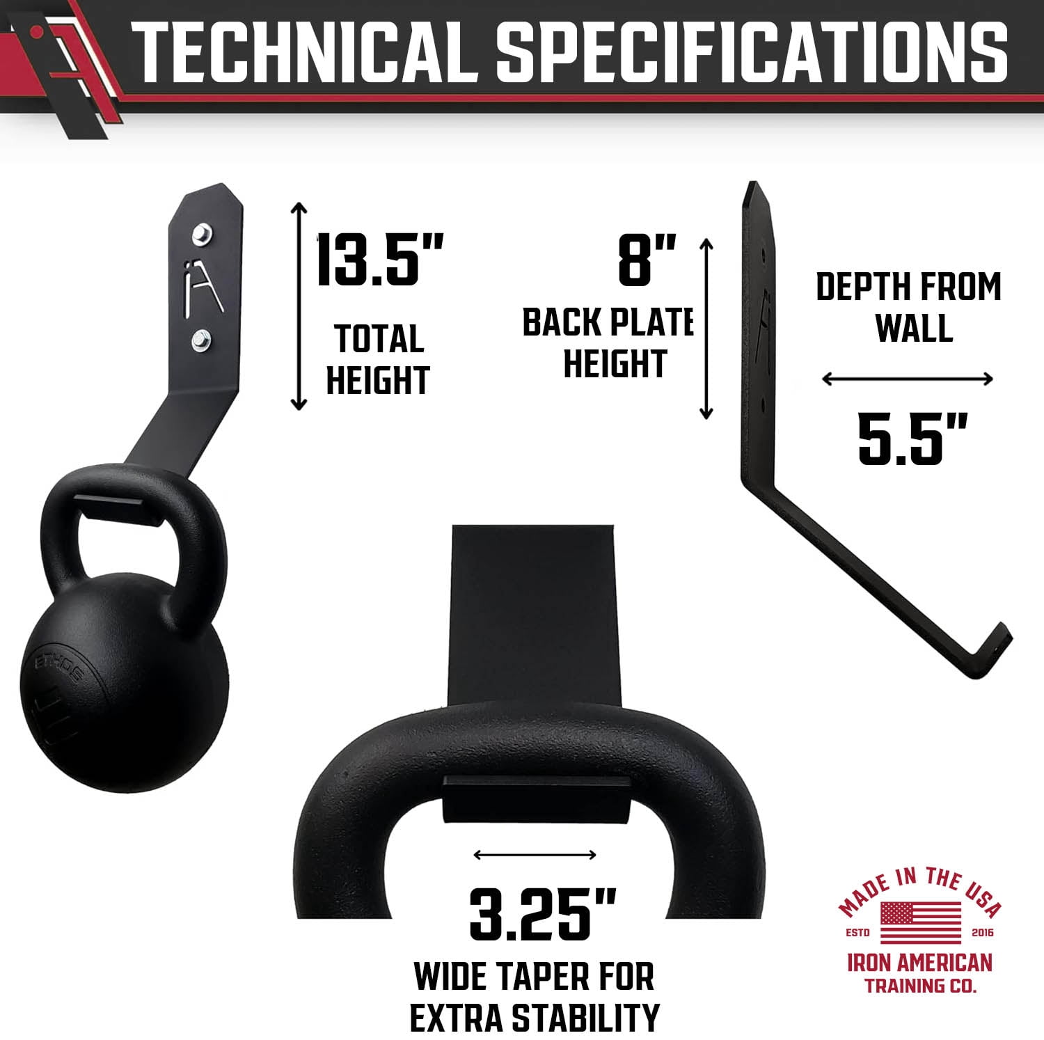 IRON AMERICAN Kettlebell Gym Storage Wall Hook