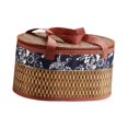 thumbnail image 2 of Cesta tejida de bambú, cesta de regalo con asas dobles, contenedor organizador de huevos, cesta de bambú con tapa para bocadillos de camping marrón S, 2 of 9
