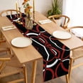 thumbnail image 3 of Red Geometric Table Runner - 48 Inch Long, Kitchen Dining Table Runner Dresser Scarves, Vintage Abstract Stripes Aesthetic Art Farmhouse Decor for Coffee Tables Wedding Party Banquet, 3 of 8