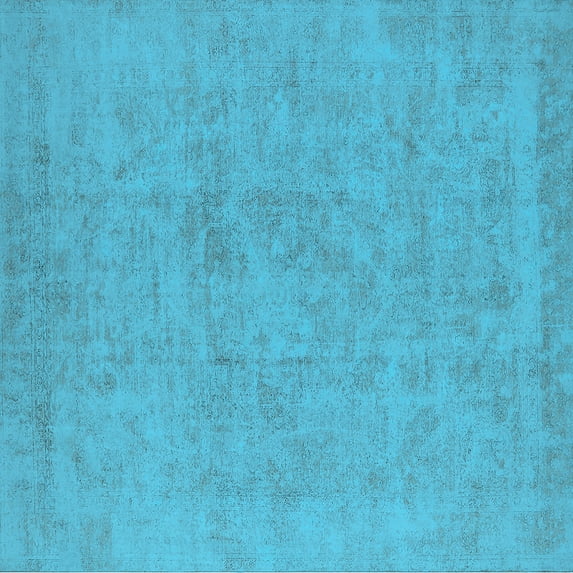 Ahgly Company Indoor Square Oriental Light Blue Industrial Area Rugs, 8' Square