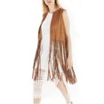 thumbnail image 2 of Gilet Sans Manches Ouvert Style Occidental Respirant avec Franges Jupe Gilet Rétractable pour Usage Quotidien camel m, 2 of 9