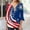 04#Navy, variant on 4th of July Shirts Women American Flag Print Clothes 3/4 Flare Sleeve Tops Pleated Button Front Tunic Tops Patriotic Apparel