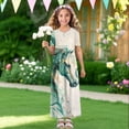 thumbnail image 4 of Uourmeti Girls Elegant Maxi Dress, Green Horse Printed Short Sleeves Dress with Pockets Summer Long Holiday Dresses, Size 13-14 Years, 4 of 7