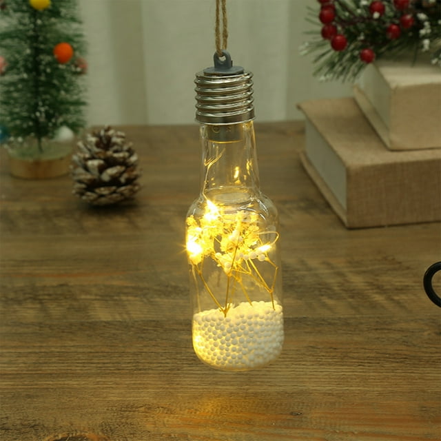 XYAIYT Led Hanging Bulb Ornament Christmas Tree Lights Christmas Decorations Battery Operated Snow Decorative Led Light Suit Holiday Tree Home Shop Party Decor 5.1In