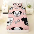 thumbnail image 3 of Homewish Cartoon Dog Twin Sheets,Kawaii Bone Bedding,Pink,3-Piece,1 Fitted Sheet and 1 Pillowcase, 3 of 6