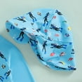 thumbnail image 4 of Zanarzt Toddler Infant Baby Boys Swimsuit Kids Rash Guard One Piece Newborn Zipper Bathing Suit Swimwear with Hat Blue,12-18 Months, 4 of 7