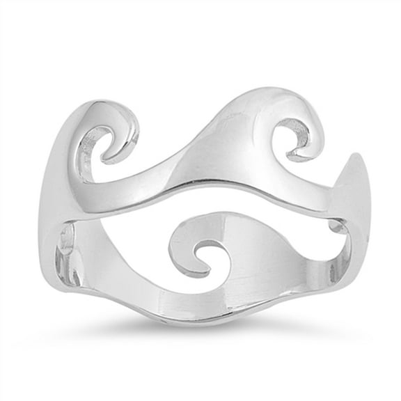 Cute Wave Ocean Eternity Sea Thumb Ring 925 Sterling Silver Band Jewelry Female Male Unisex Size 4