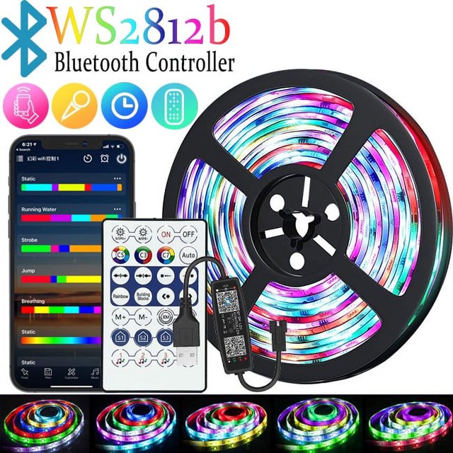 Barra de luz USB de color mágico de 5V RGB flash que cambia de color ws2812b carreras de caballos mesa de agua respirable atmósfera tira de luz LED (1m)