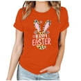 thumbnail image 3 of VBTAPA Happy Easter Shirt 2025 Women Short Sleeve Bunny Graphic T-shirt Easter Teacher Shirt Funny Holiday Blouse Tops Sales of the Day Orange XXL, 3 of 6