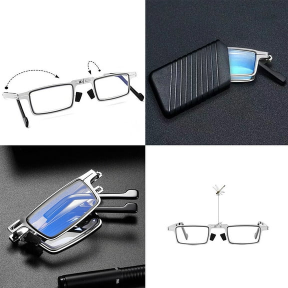US 2-4Pairs Foldable Light Titanium Material Screwless Anti-Blue Reading Glasses