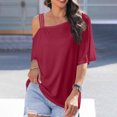thumbnail image 2 of AherBiu Summer Tops for Women Short Sleeve One-Shoulder Casual Loose Fitted Tunic Top Shirts Blouse, 2 of 7