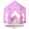 thumbnail image 1 of Tienda de campaña Princess Tent Púrpura con alfombra arcoíris y luces de estrellas, 1 of 7