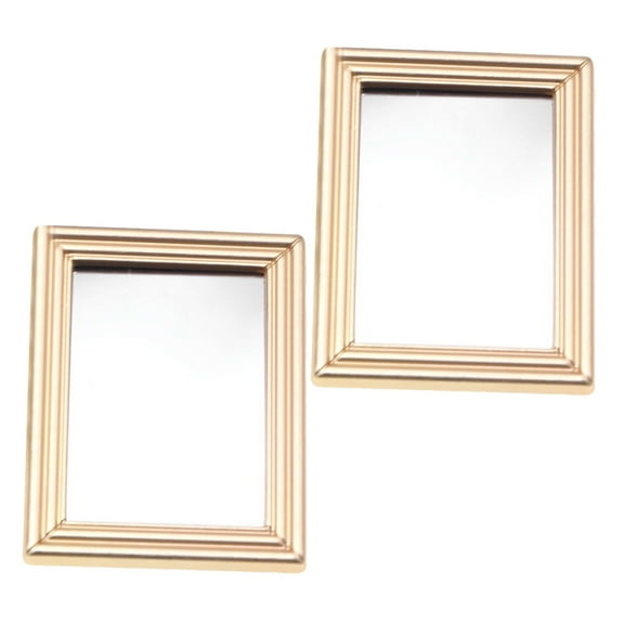 WHAMVOX 2pcs Miniature Dollhouse Mirror Wall Decoration Bathroom Accessories Doll House Furniture Diy Accessories For Life Scene Ornament Toys Decor