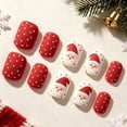 thumbnail image 7 of 24Pcs Christmas Nails Set Christmas Press on Nails Short Square Fake Nails Snowflake Nails Press On Christmas Tree False Nails Santa Claus Glue on Nail Glossy Stick on Nail for Women Decoration, 7 of 7
