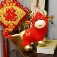 thumbnail image 2 of UDIYO Mascot Lucky Cow Ox Cattle Soft Plush Doll Toy Chinese New Year Party Decor Gift, 2 of 7