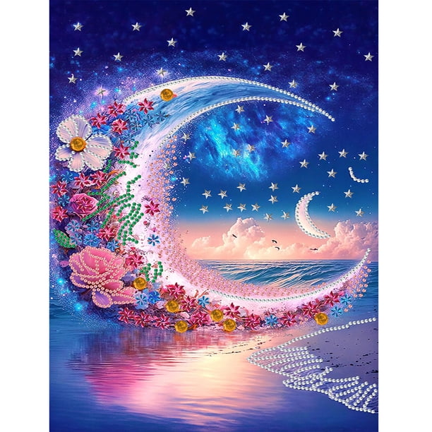 Pintura de diamantes 5D Wdftyju DIY Parcial Forma especial Taladro Corona Luna decoración