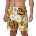 thumbnail image 2 of Gaeub White Floral and Butterflies Mens Swim Trunks Stretch Beach Shorts Quick Dry for Men Swim Shorts Swimwear with Pockets- Small, 2 of 9