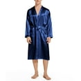 thumbnail image 4 of Npasoilc Satin Robes for Men Long Sleeve Waist Bandage Lace-Up Mid-Length Bathrobe Lightweight Soft Pajama Robe with Pockets Sleepwear Casual Thin Loungewear, 4 of 7