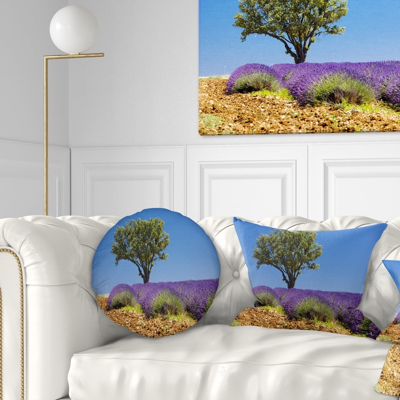 Design Art Designart Lone Green Tree In Lavender Field Landscape Printed Throw Pillow Walmart Com Walmart Com