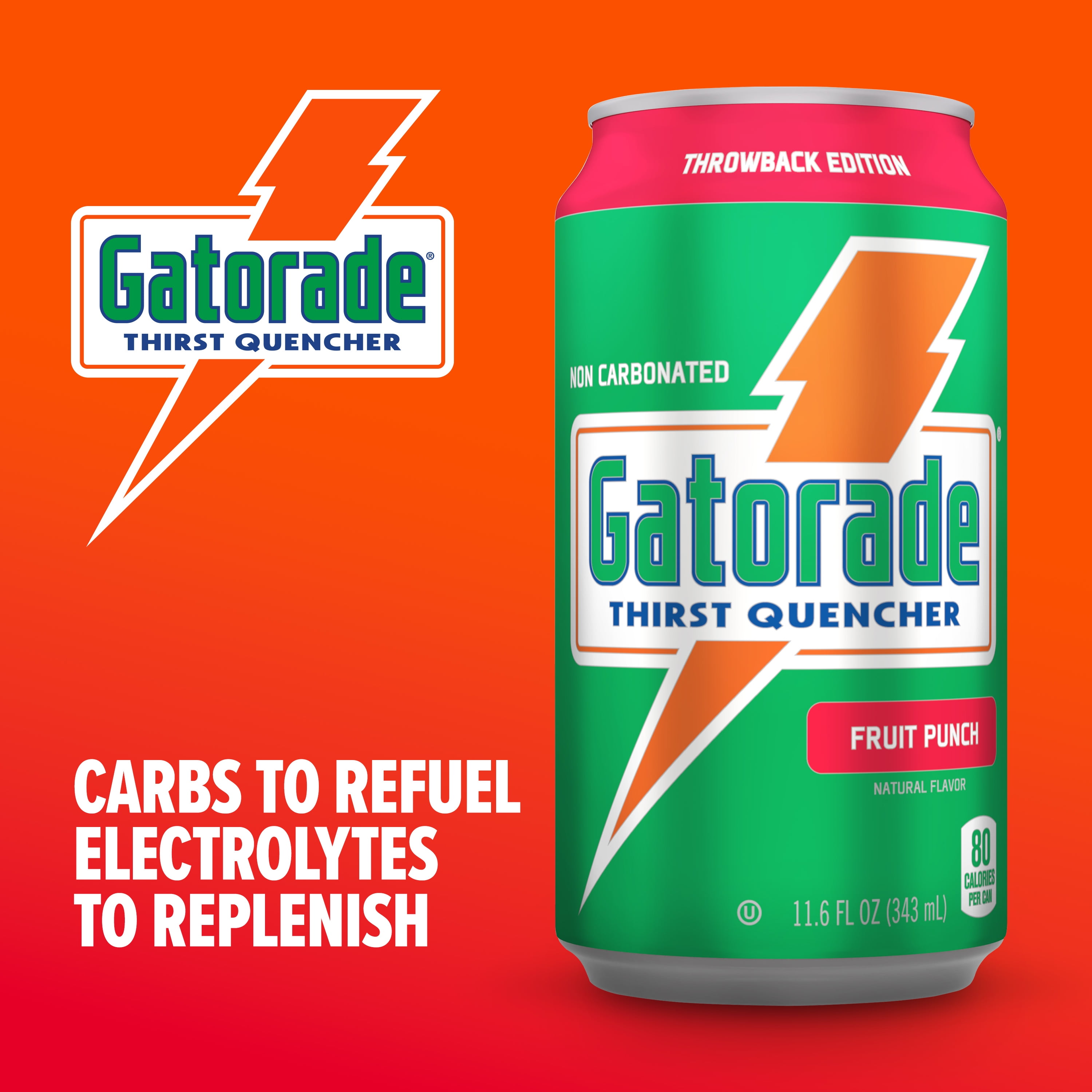 Gatorade Thirst Quencher Sports Drink Cans, Fruit Punch, Electrolytes, 11.6 fl oz Cans (18 Pack)