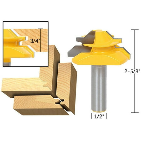 

RnemiTe-amo Deals！45Degree Lock Miter Router Bit Woodwork Tenon Cutter Tool W/1/2 1/4Inch Shank