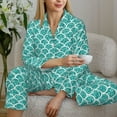 thumbnail image 5 of KLL Aquamarine Glitter1 Print Women's Long Sleeve Pajamas with Pants Sleepwear Loungewear 2 Set-Medium, 5 of 7