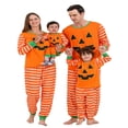 thumbnail image 1 of Family Matching Halloween Pajamas Set Stripe Pumpkin Print PJs Sets 2 Pieces Loungewear Sleepwear for Adult Kids, 1 of 8