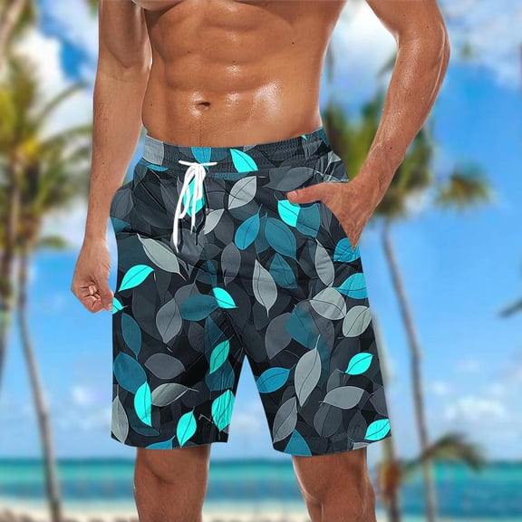 BRGZLK Men's Swim Trunks 5.5 – 9 Inch Inseam Trunks Quick-Dry Swim Printed Pocket Elastic Waist Drawstring Beach Short