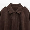 thumbnail image 5 of Holzkary Faux Suede Bomber Jacket Women Fall Fashion 2025 Casual Zip Up Oversized Trendy Winter Clothing Outerwear Coats Spring Lapel Pilot Coat Oversized Long Sleeves Streetwear Outerwear Coffee S, 5 of 7