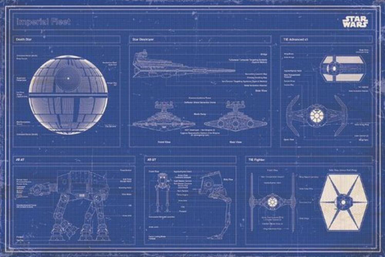 Star Wars - Movie Poster (Imperial Fleet Blueprint / Schematics) (Death
