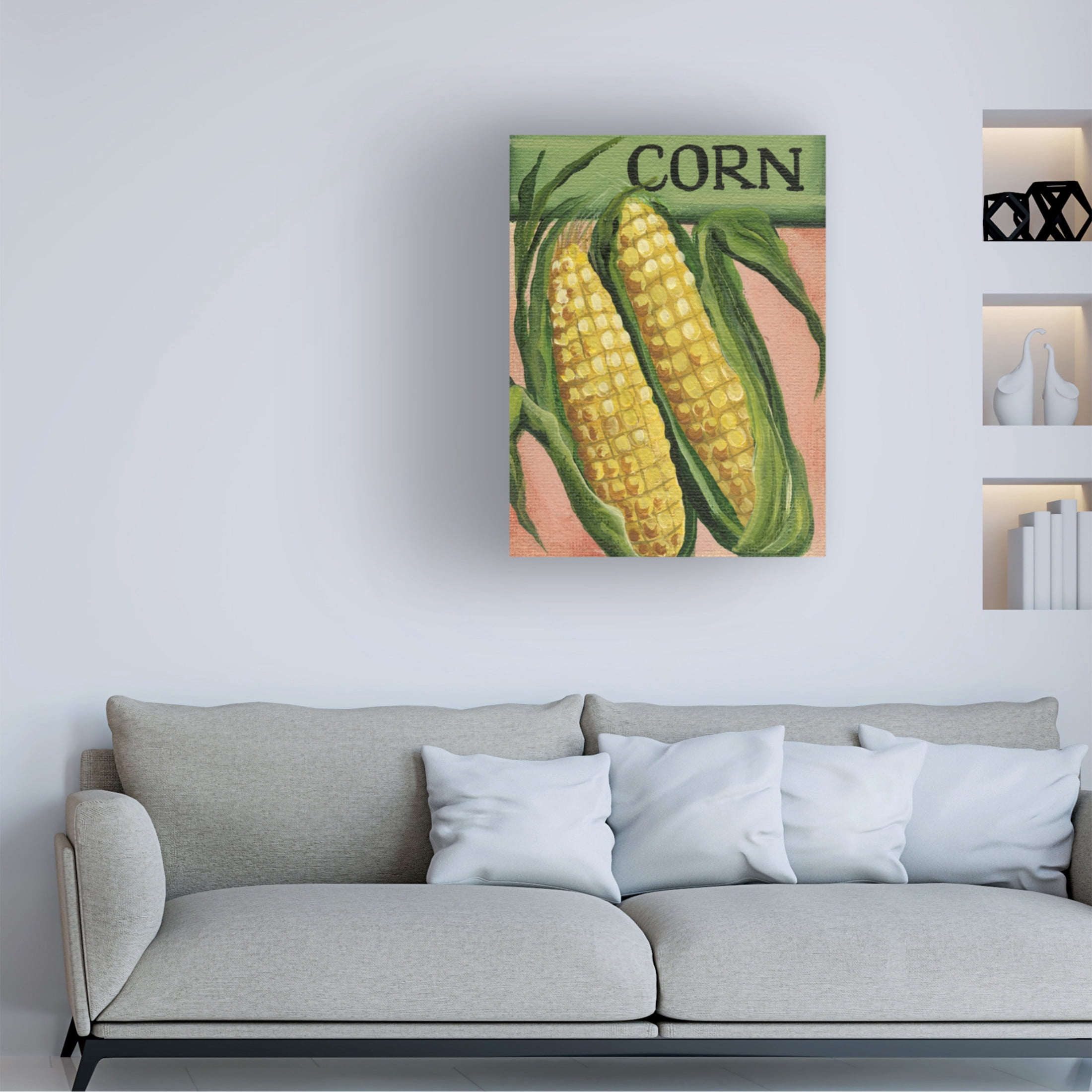 Canvas Wall Art - Debbi Wetzel 'Seed Packets 07 - Corn' Wall Art for Living Room, Bedroom, or Office Décor by Trademark Fine Art - 24 x 32 Inches