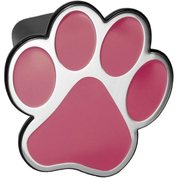 LFPartS Dog Animal Paw Foot Emblem Metal Trailer Hitch Cover (Fit 2" Receivers, Chrome & Pink)