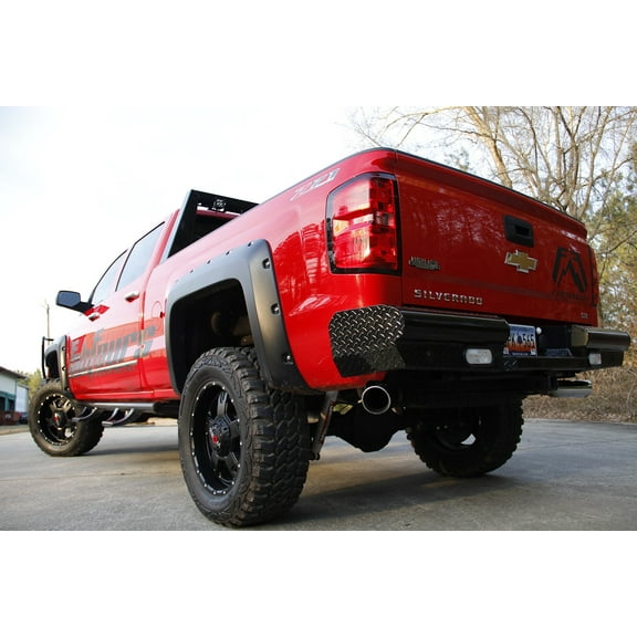 Fab Fours CH14-T3050-1 Black Steel Ranch Rear Bumper Fits select: 2015-2018 CHEVROLET SILVERADO, 2015-2019 GMC SIERRA