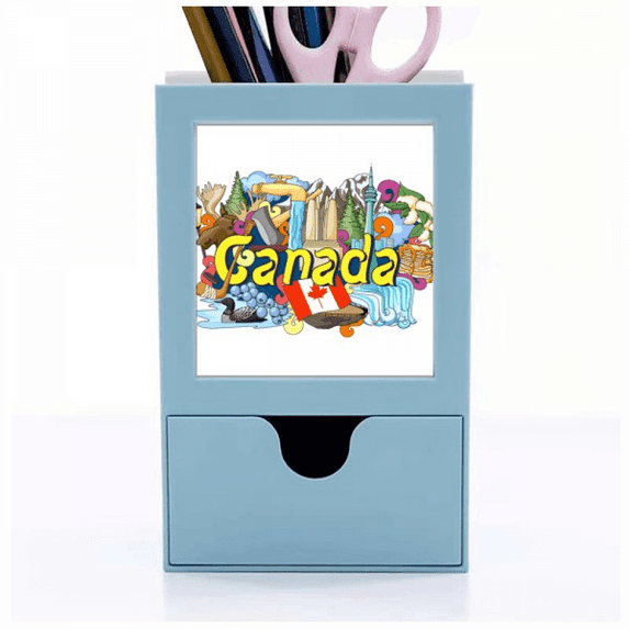 Rocky Mountains CN Tower Maple Canada Desk Supplies Organizer Pen Holder Card