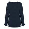 thumbnail image 5 of Abrigo largo grueso cálido de invierno Suéter de manga larga para mujer Suéteres de color sólido acanalado de punto con cuello Rojoondo casual (Azul, S), 5 of 5