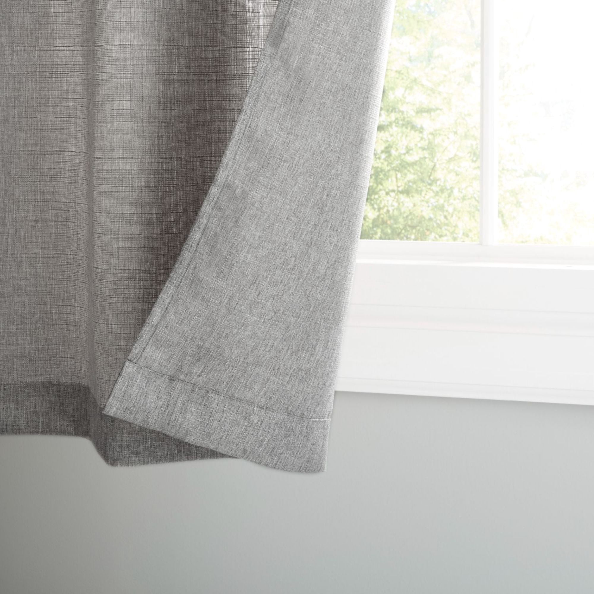 Estate View™ Ladner Light Filtering Grommet Top Curtain Panel Pair, 38"x84", Black Pearl