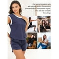 thumbnail image 5 of UNEEI Cotton Womens Pajama Sets, 2 Piece Soft Lounge Sets for Women, Round Neck Short Sleeve Top & Shorts Sleepwear, 5 of 8