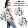 thumbnail image 2 of 5 Pack Foldable Shopping Bag,Blue Christmas Snowflake Pattern Reusable Grocery Bags with Pockets,Large Reusable Tote Bags with Handles Waterproof & Lightweight, 2 of 6