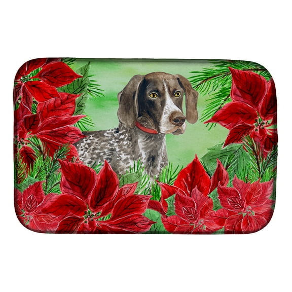 German Shorthaired Pointer Poinsettas Dish Drying Mat