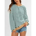 thumbnail image 4 of PRETTYGARDEN Womens Striped Oversized Sweatshirt Color Block Crew Neck Long Sleeve Casual Loose Pullover Top Y2K Clothes, 4 of 9