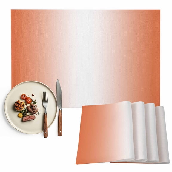 Placemats Set of 4, Ombre Orange Place Mats Gradient Color Tablemats Washable Placemat Table Decoration for Kitchen Table Dinner Party Home Decor Indoor Outdoor 13x19 Inch