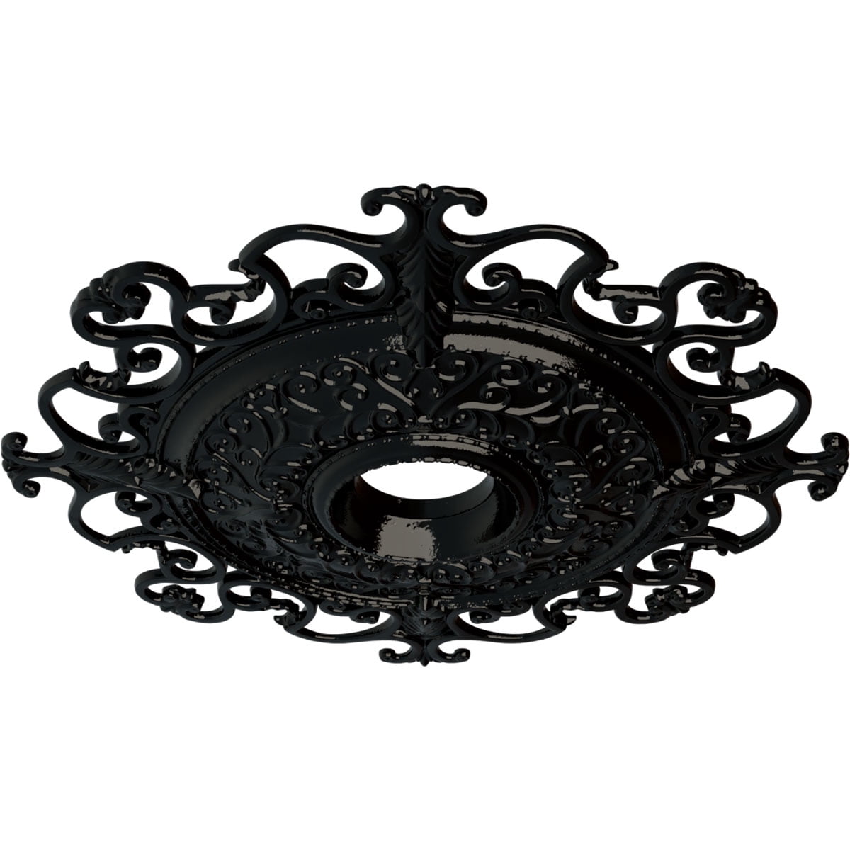 38 3/8"OD x 6 5/8"ID x 2 7/8"P Orleans Ceiling Medallion (Fits Canopies up to 8 1/4"), Hand-Painted Black Pearl