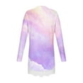 thumbnail image 6 of aohooy Youth Dress Shirt Tie Dye Long Sleeve Crewneck Tunic Lace Trim Hem Trendy Blouses Cute Fall Pullover Loose Soft Tops Purple,8-9Years, 6 of 6